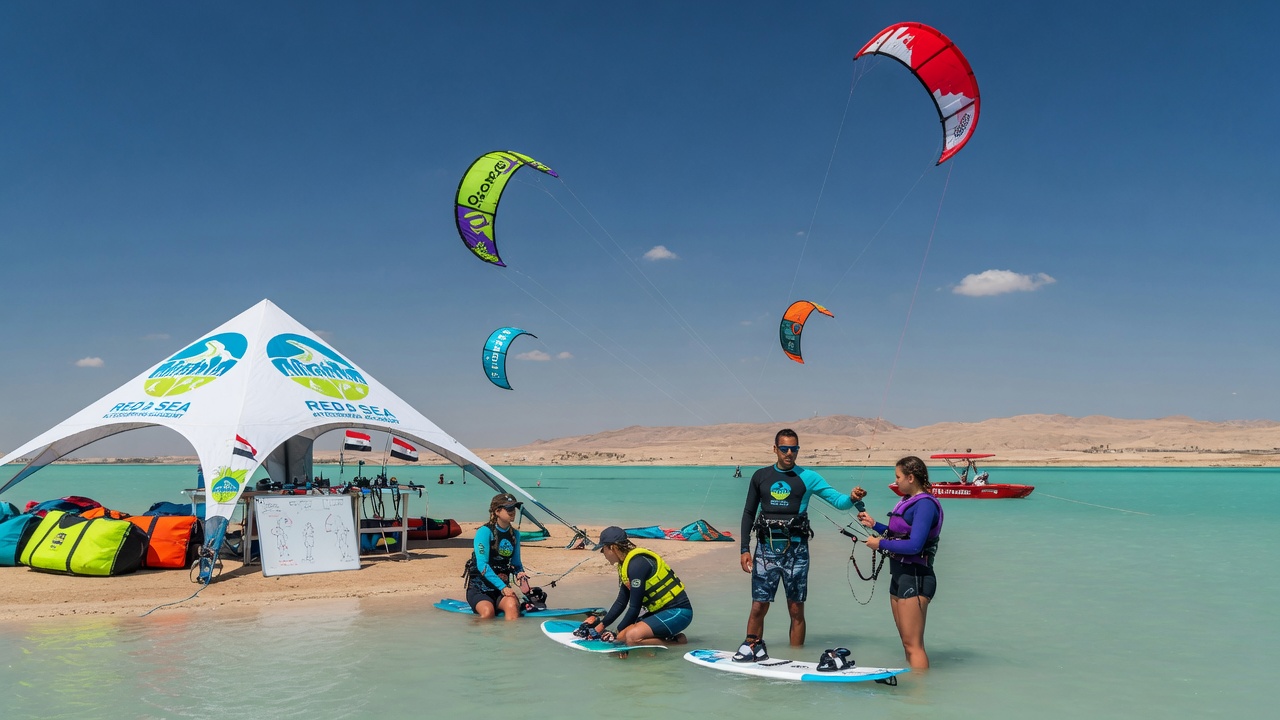 IKO-certified instructor teaching kitesurfing lessons in Hurghada