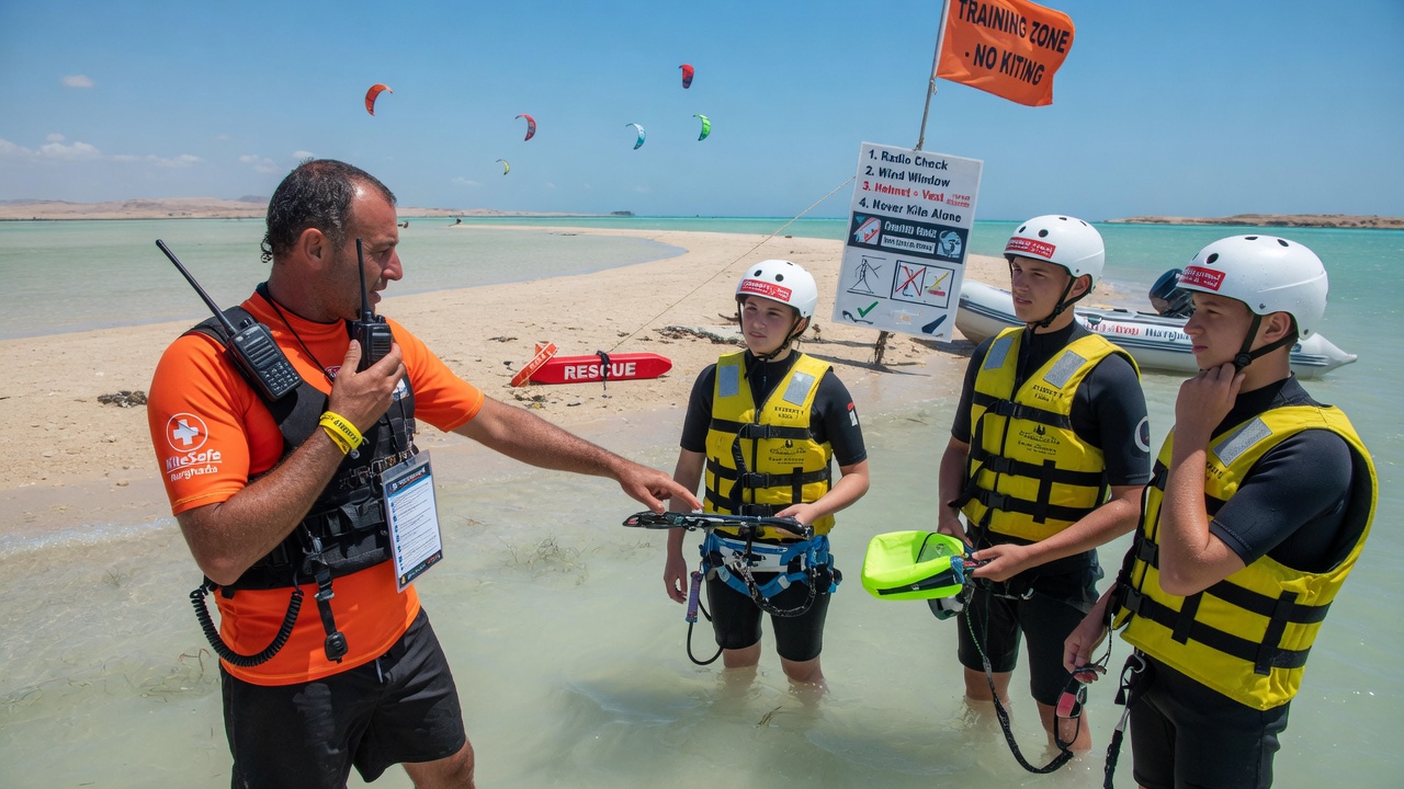 Kitesurfing safety training with an IKO instructor in Hurghada